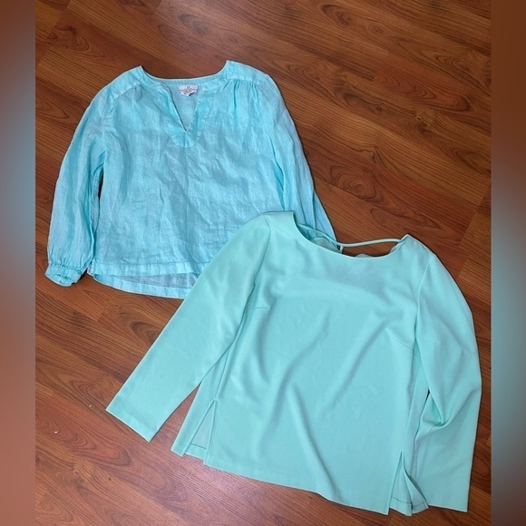 H by Halston Tops - HALSTON and CREMIEUX linen summer light blue bundle of two tops Large